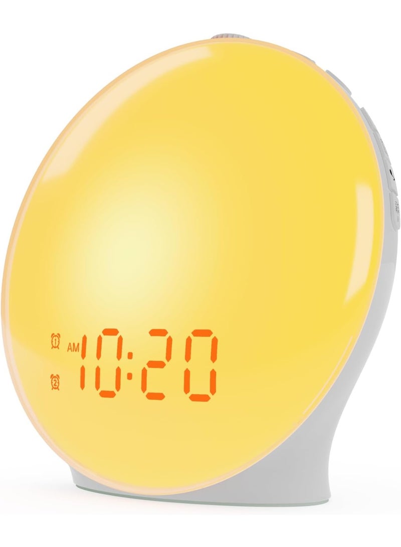 Wake Up Light Sunrise Alarm Clock for Kids, Heavy Sleepers, Bedroom, with Sunrise Simulation, Sleep Aid, Dual Alarms, FM Radio, Snooze, Nightlight, Daylight, 7 Colors, 7 Natural Sounds, Ideal for Gift - Image 1